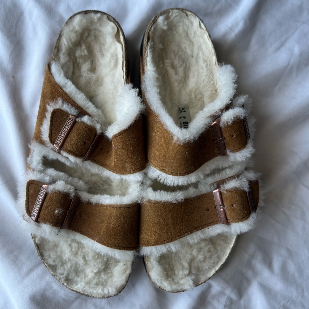 Birkenstock Brown Shearling Sandals